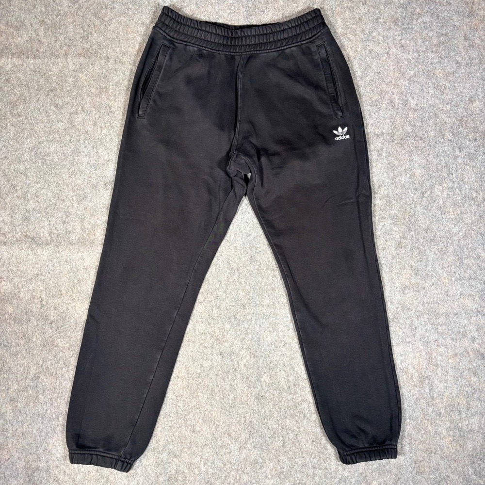 Adidas Sweatpants Mens L Black Trefoil Fleece Cotton Blend IY7361 Sporty Casual